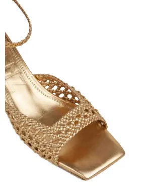 Souliers Martinez 編み込みレザーサンダル - Gold - サムネイル5