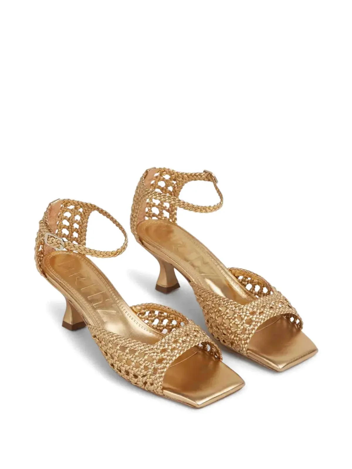 Souliers Martinez 編み込みレザーサンダル - Gold - 画像2