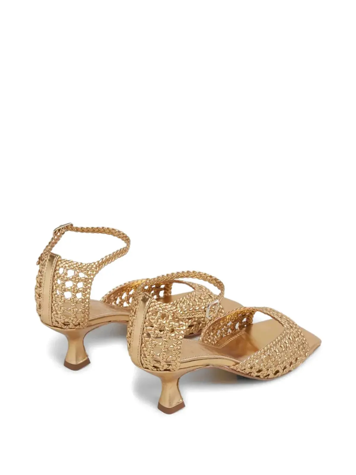 Souliers Martinez 編み込みレザーサンダル - Gold - 画像3