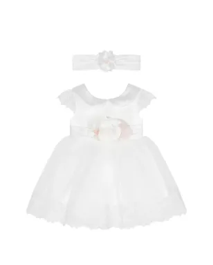 Dress & Fleur 花柄アップリケ付きドレスとヘッドバンドのセット - ホワイト - サムネイル1