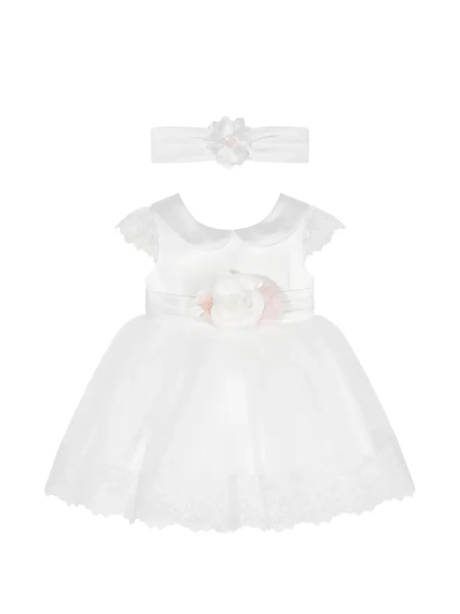 Dress & Fleur Dress & Fleur 花柄アップリケ付きドレスとヘッドバンドのセット - ホワイトの商品画像
