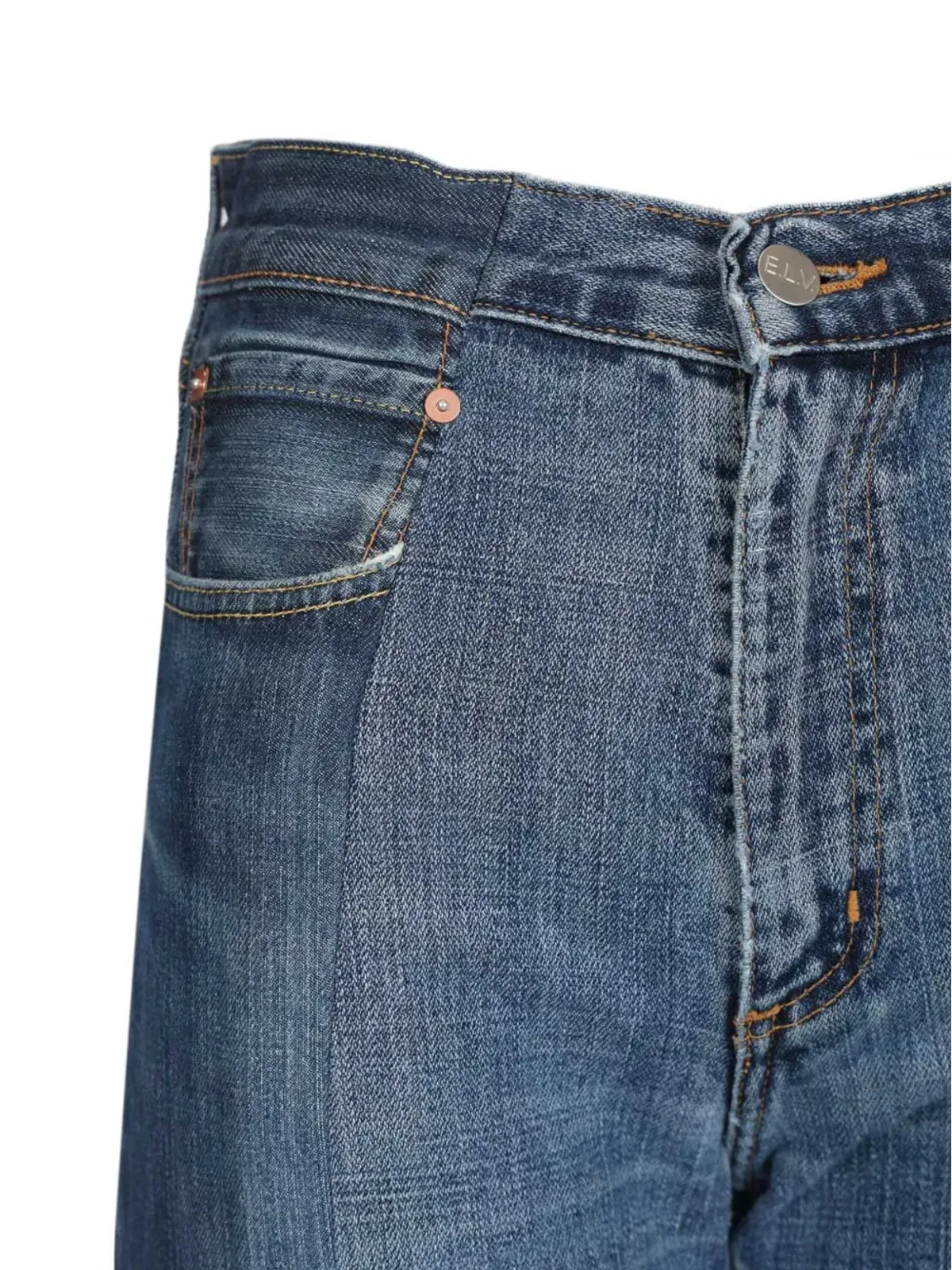 E.L.V. DENIM スリット入りワイドレッグアルコラジーンズ - 画像5