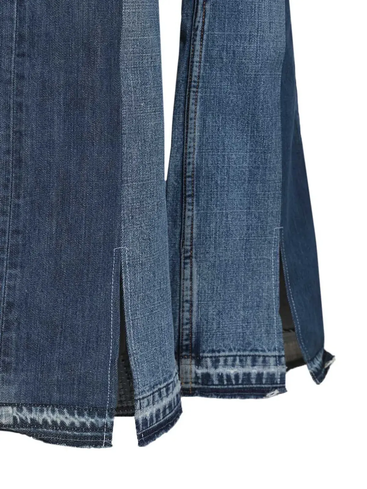 E.L.V. DENIM スリット入りワイドレッグアルコラジーンズ - 画像3
