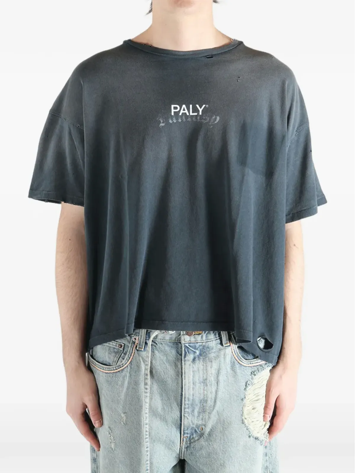PALY HOLLYWOOD ダメージ加工Tシャツ グレー - 画像3