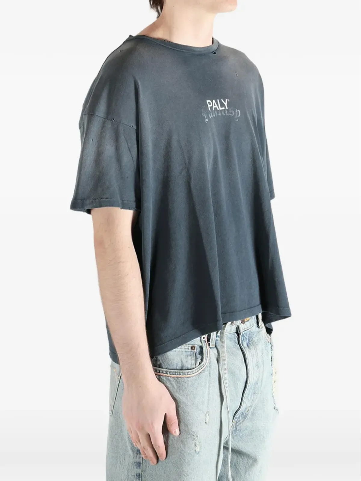 PALY HOLLYWOOD ダメージ加工Tシャツ グレー - 画像4