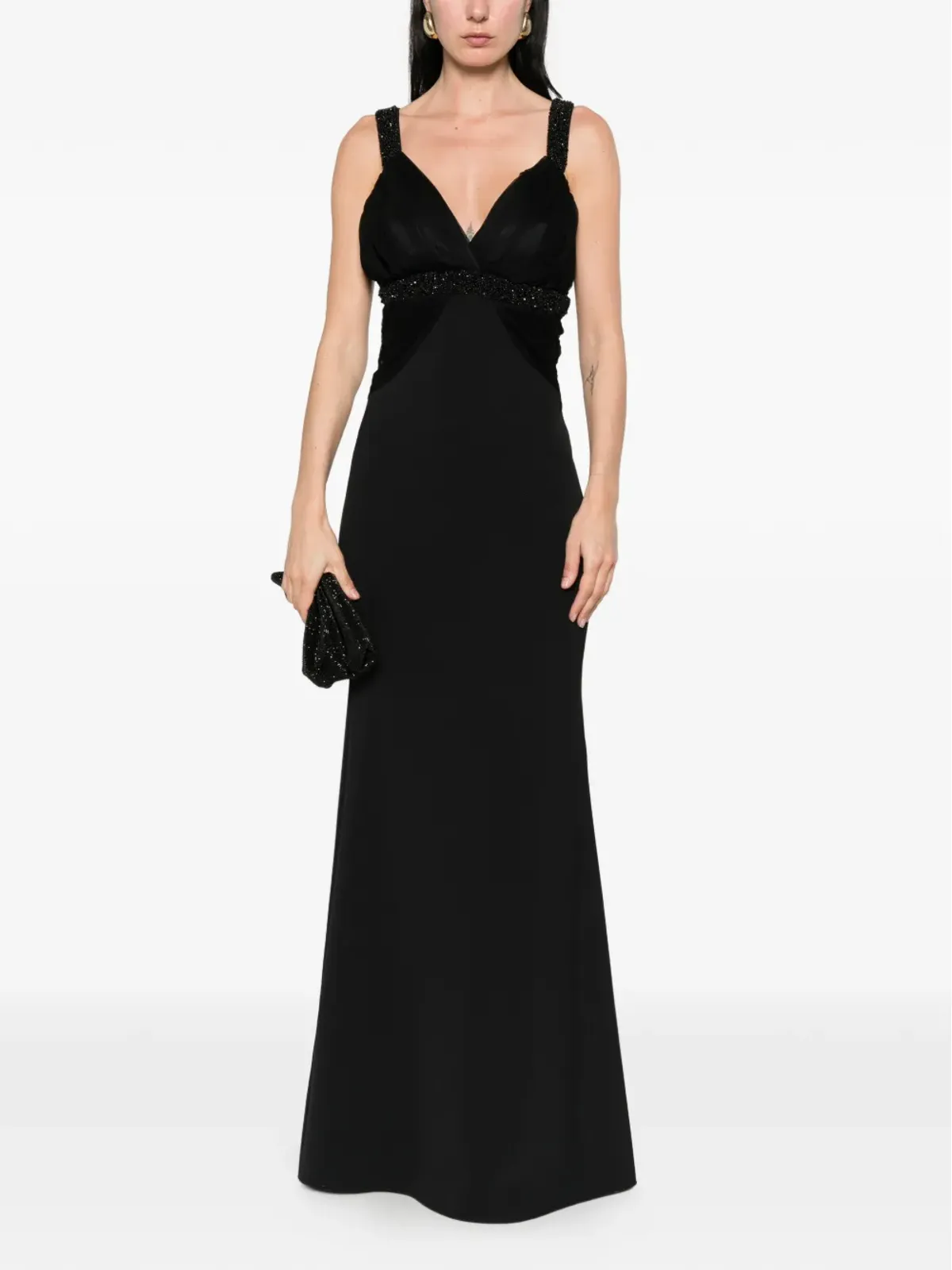 PRONOVIAS PARTY EDIT x Elisabetta Franchi Breksta V-neck maxi dress - ブラック - 画像2