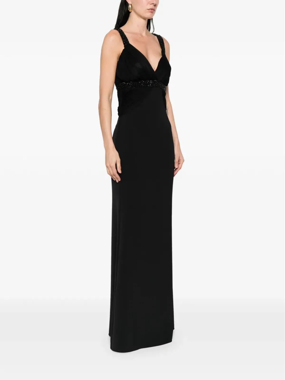 PRONOVIAS PARTY EDIT x Elisabetta Franchi Breksta V-neck maxi dress - ブラック - 画像3