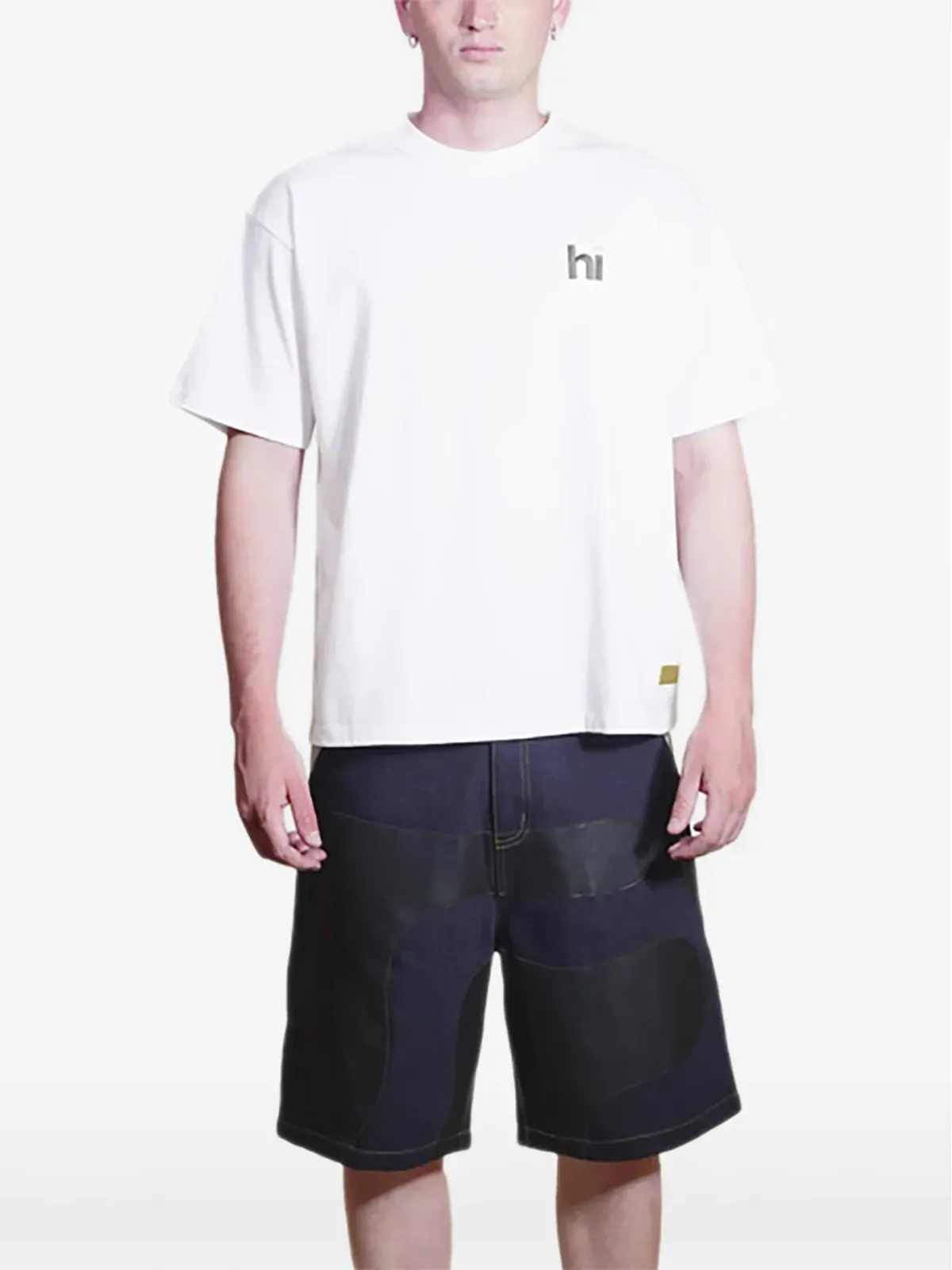 Maison hideout 花レザーパッチTシャツ ホワイト - 画像2