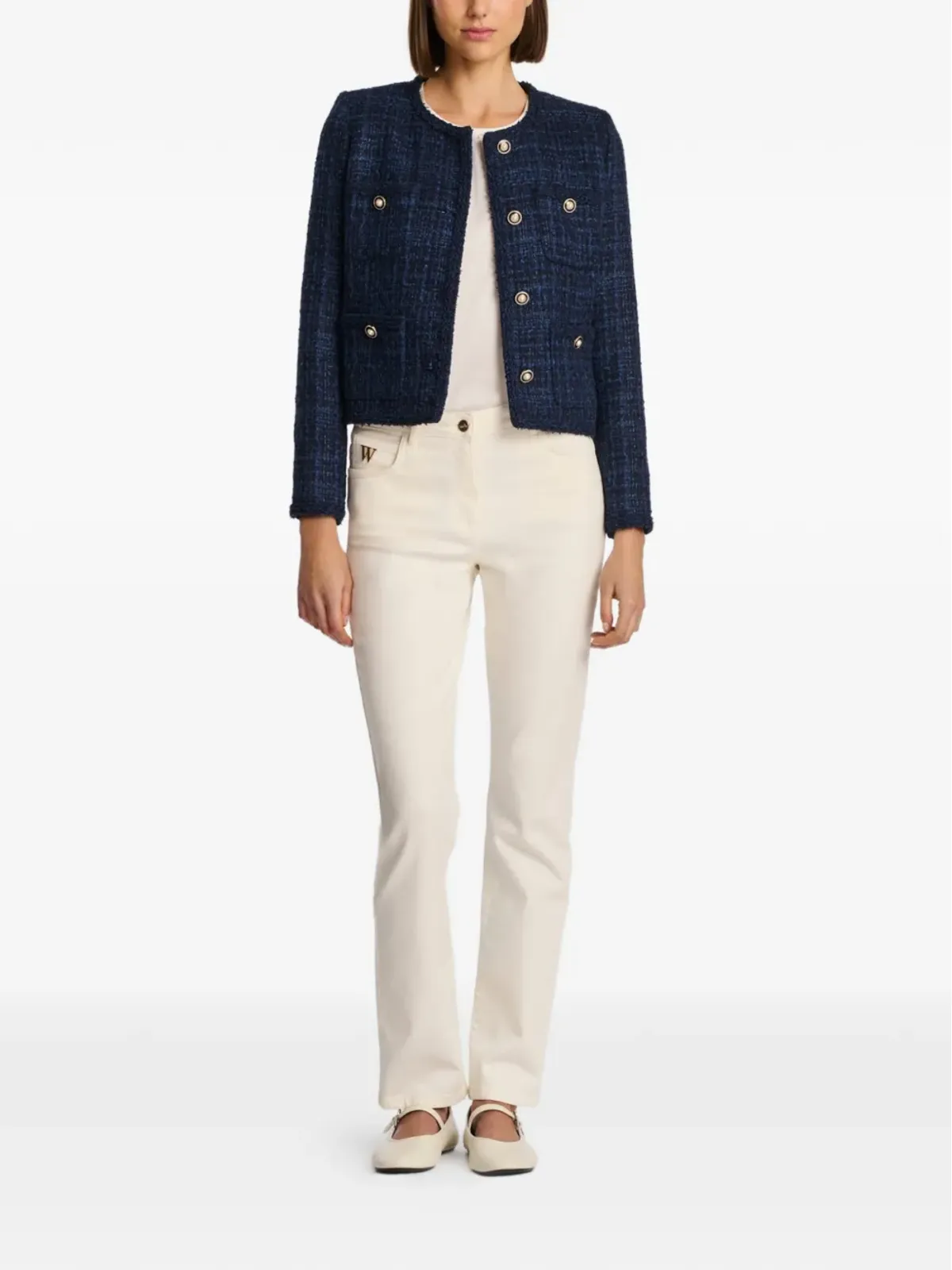 WEILL PARIS braided-trim tweed jacket - Blue - 画像2
