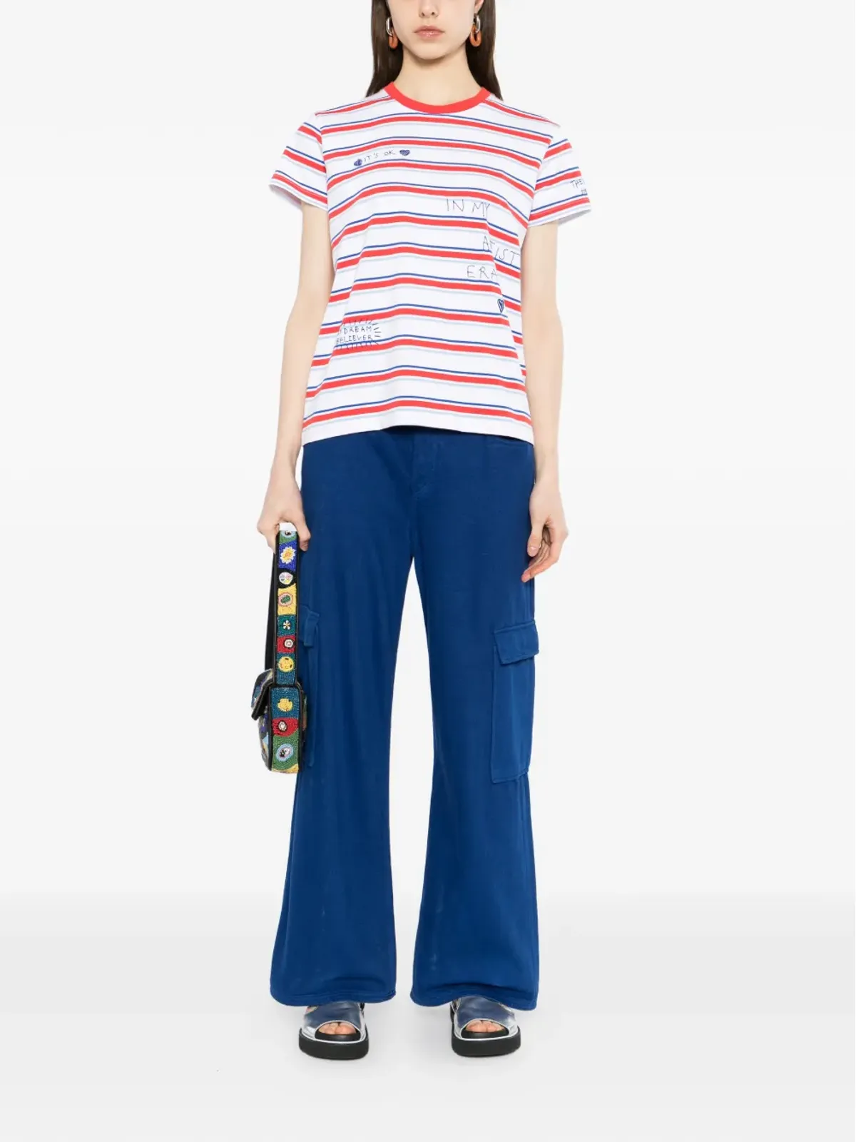 Mira Mikati 刺繍ストライプTシャツ - 画像2