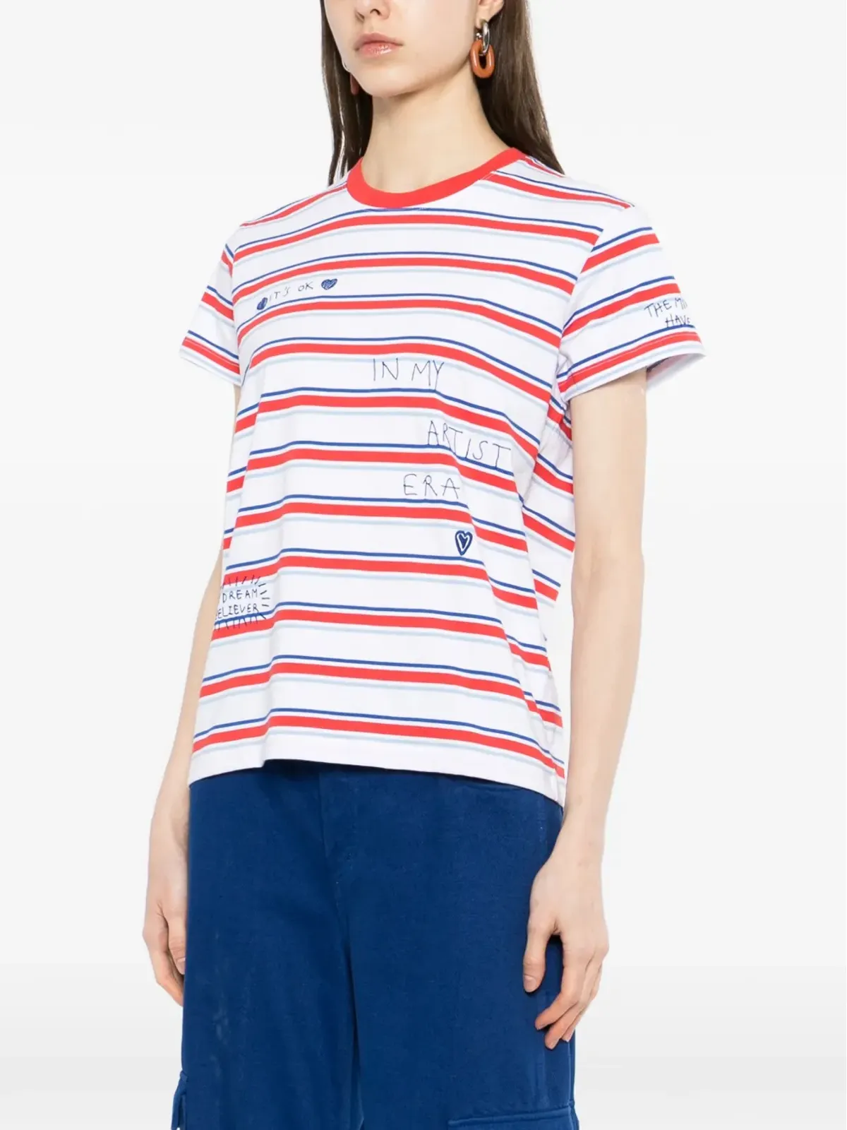 Mira Mikati 刺繍ストライプTシャツ - 画像3