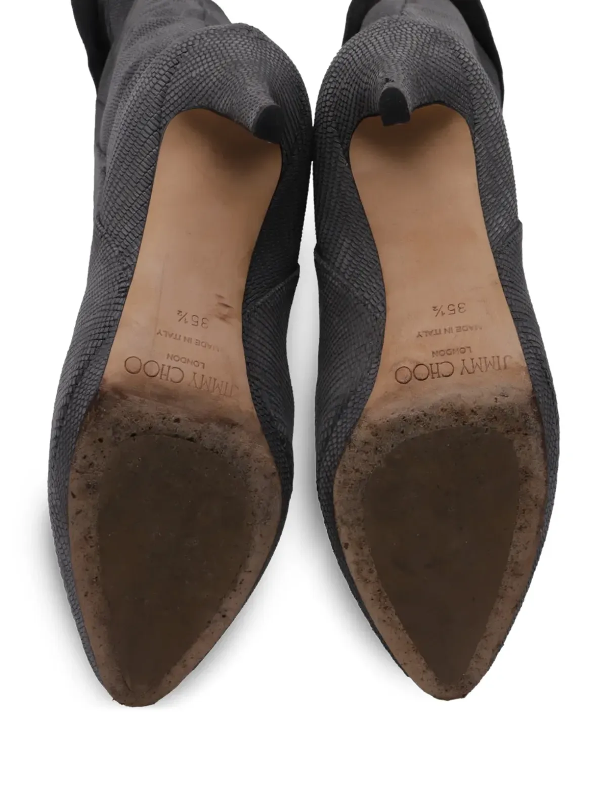 Jimmy Choo Pre-Owned リザード型押しニー・ハイブーツ - グレー - 画像5