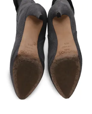 Jimmy Choo Pre-Owned リザード型押しニー・ハイブーツ - グレー - サムネイル5