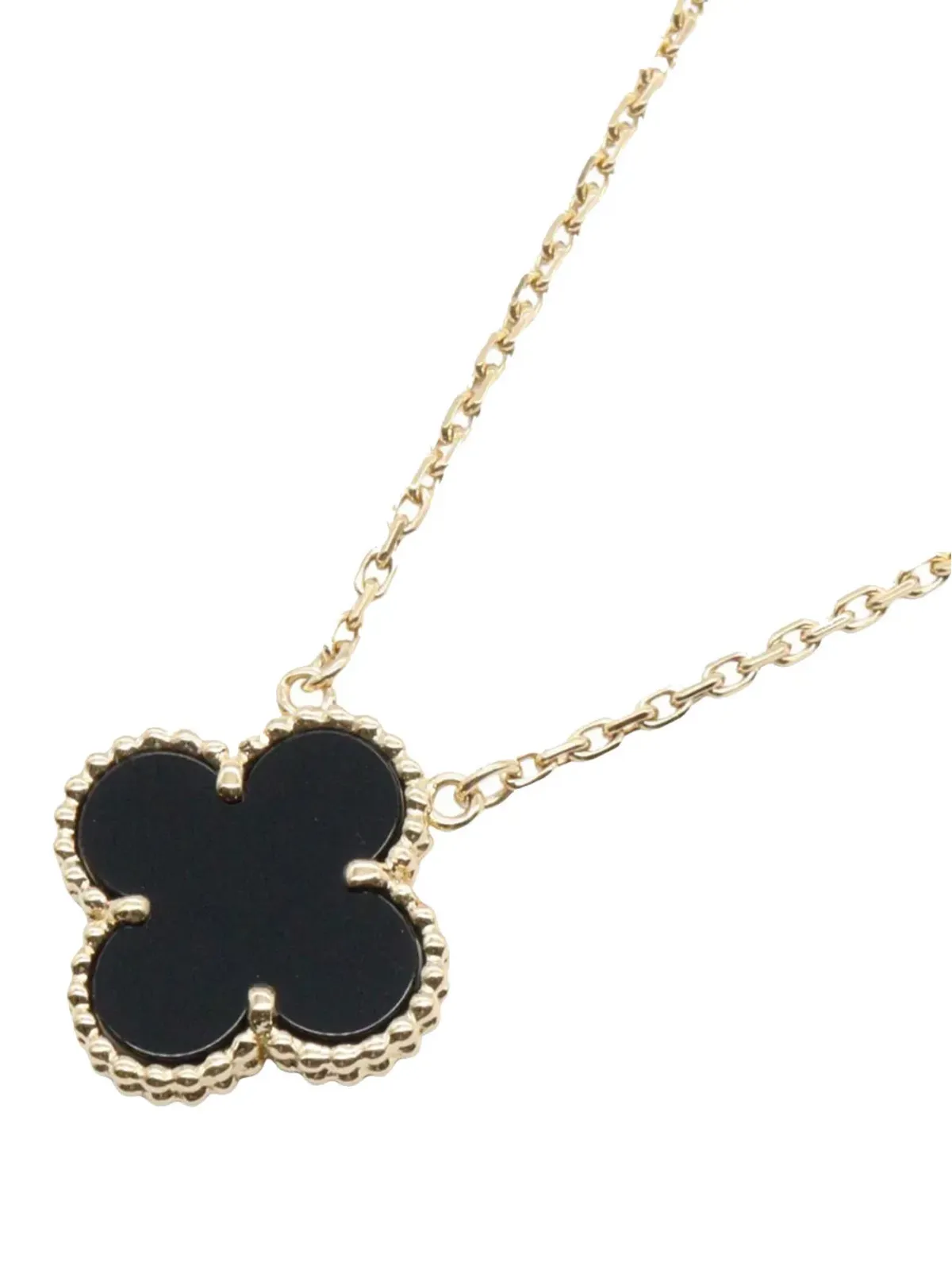 Van Cleef & Arpels Pre-Owned 18Kイエローゴールドとオニキス ヴィンテージ アルハンブラ ペンダントネックレス - ブラック - 画像2