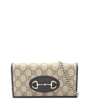 Gucci Pre-Owned 2020s Horsebit 1955 GG Supreme チェーンウォレット - Neutrals - サムネイル1
