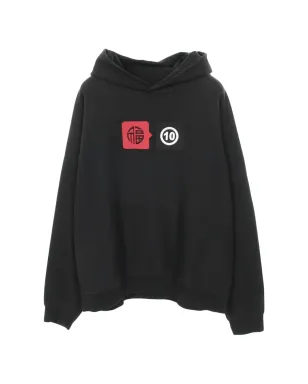 Maison Martin Margiela ビンテージ 1910年代刺繍入りプルオーバーフーディ - ブラック - サムネイル1