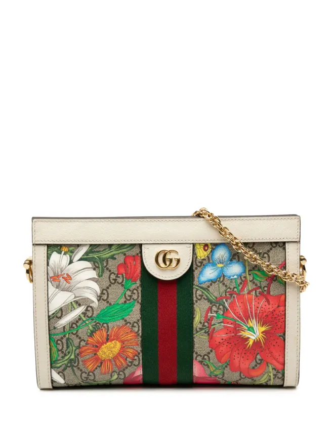 Gucci Pre-Owned Gucci Pre-Owned GG Supreme Flora Ophidia チェーンショルダーバッグ（ブラウン）の商品画像