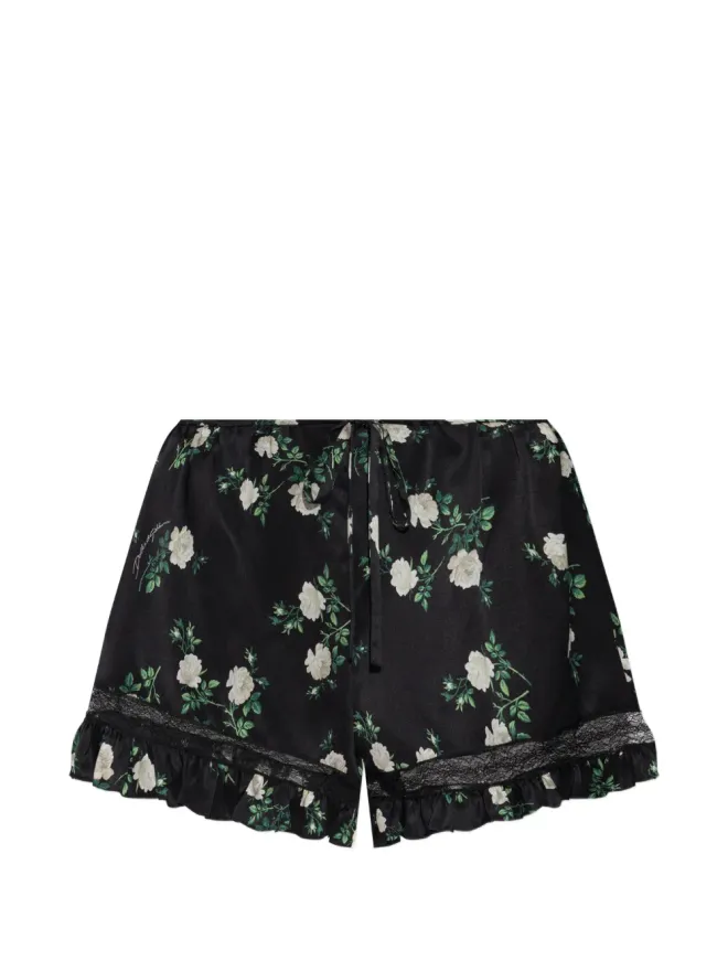 Dolce & Gabbana Dolce & Gabbana 花柄プリント フリルトリムショートパンツ - ブラックの商品画像