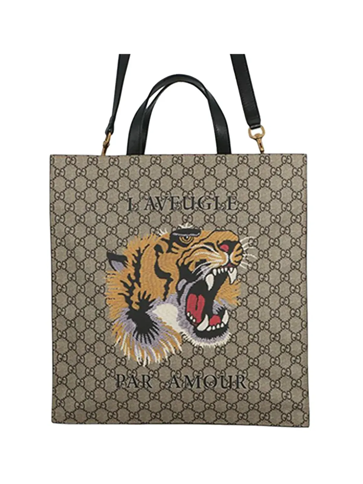 Gucci Pre-Owned GG Supreme L'aveugle Par Amour コンバーチブル トートサッチェル ブラウン - 画像1