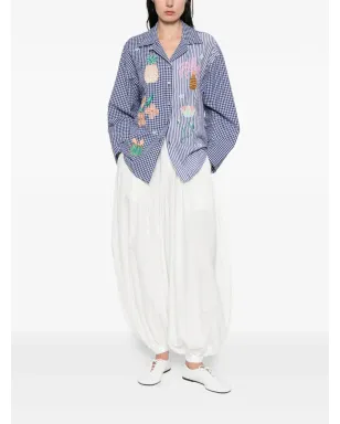 SUSANNA BLU gingham striped embroidered shirt - Blue - サムネイル2
