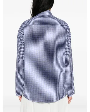 SUSANNA BLU gingham striped embroidered shirt - Blue - サムネイル4
