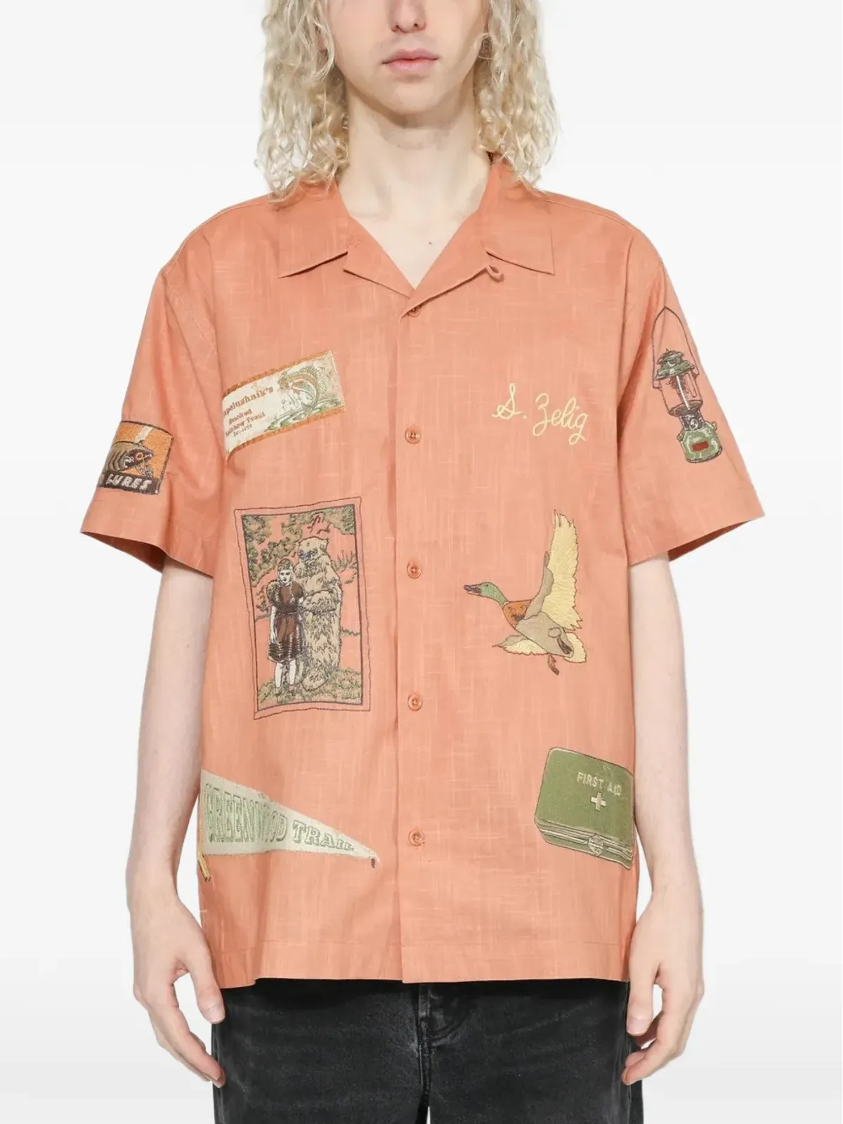 Samuel Zelig Trail Camp embroidered shirt - Orange - 画像2