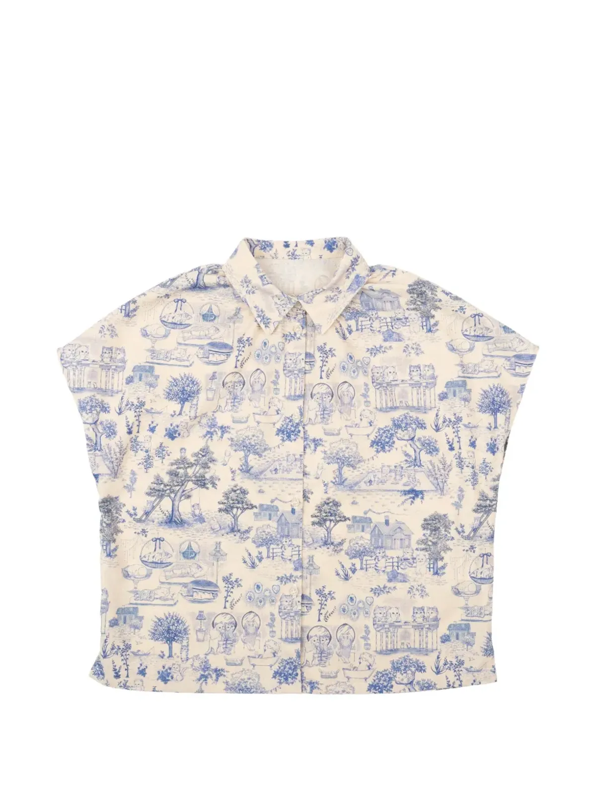 Naked and Famous Billie Linen Cats shirt - Neutrals - 画像1