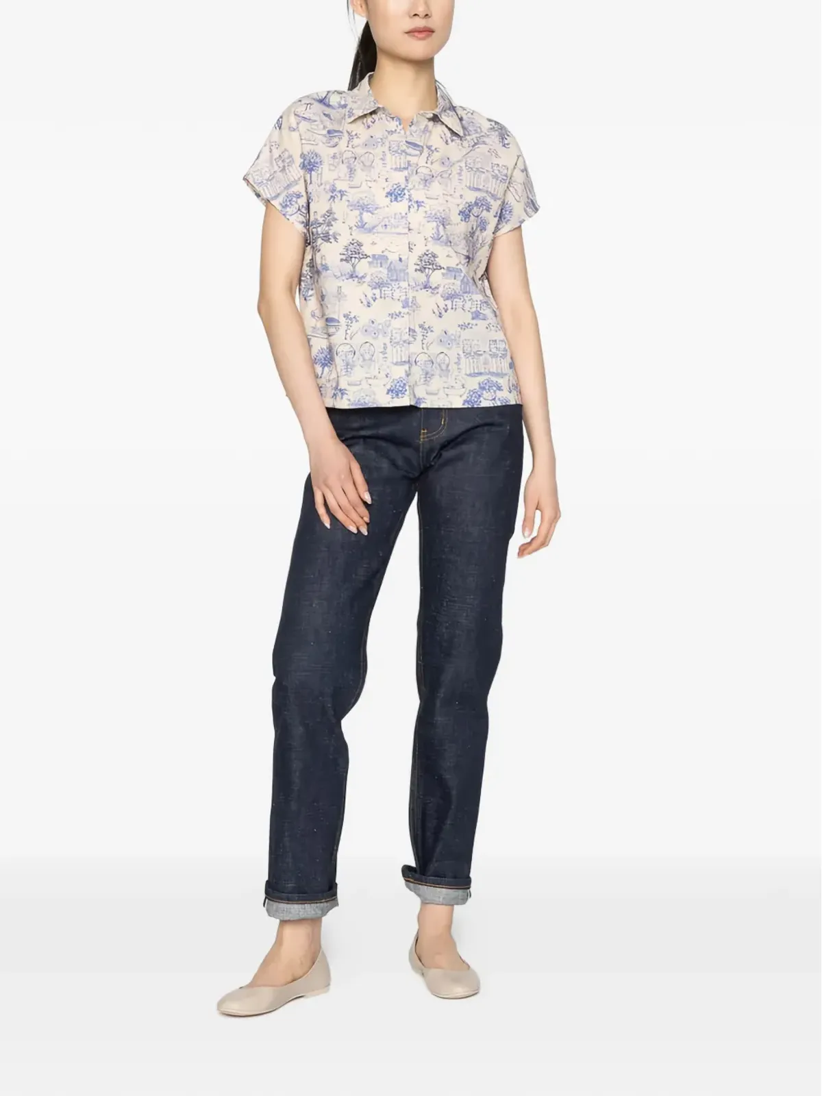Naked and Famous Billie Linen Cats shirt - Neutrals - 画像2