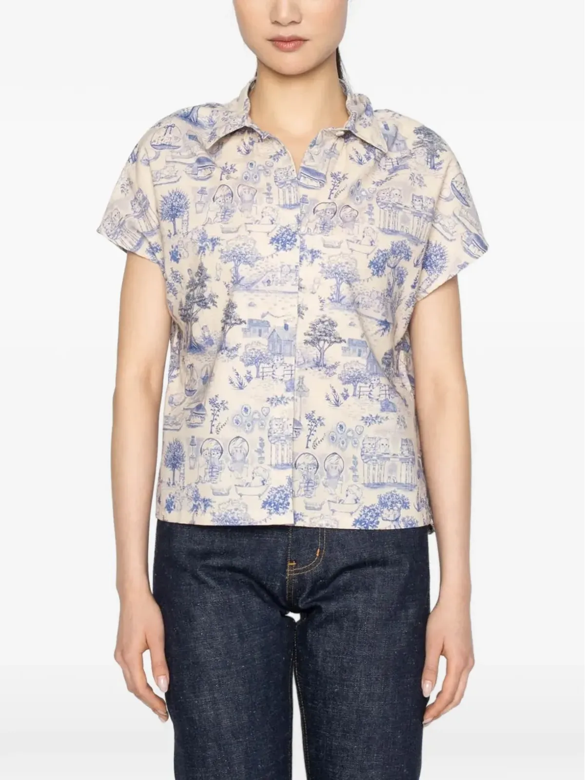 Naked and Famous Billie Linen Cats shirt - Neutrals - 画像3