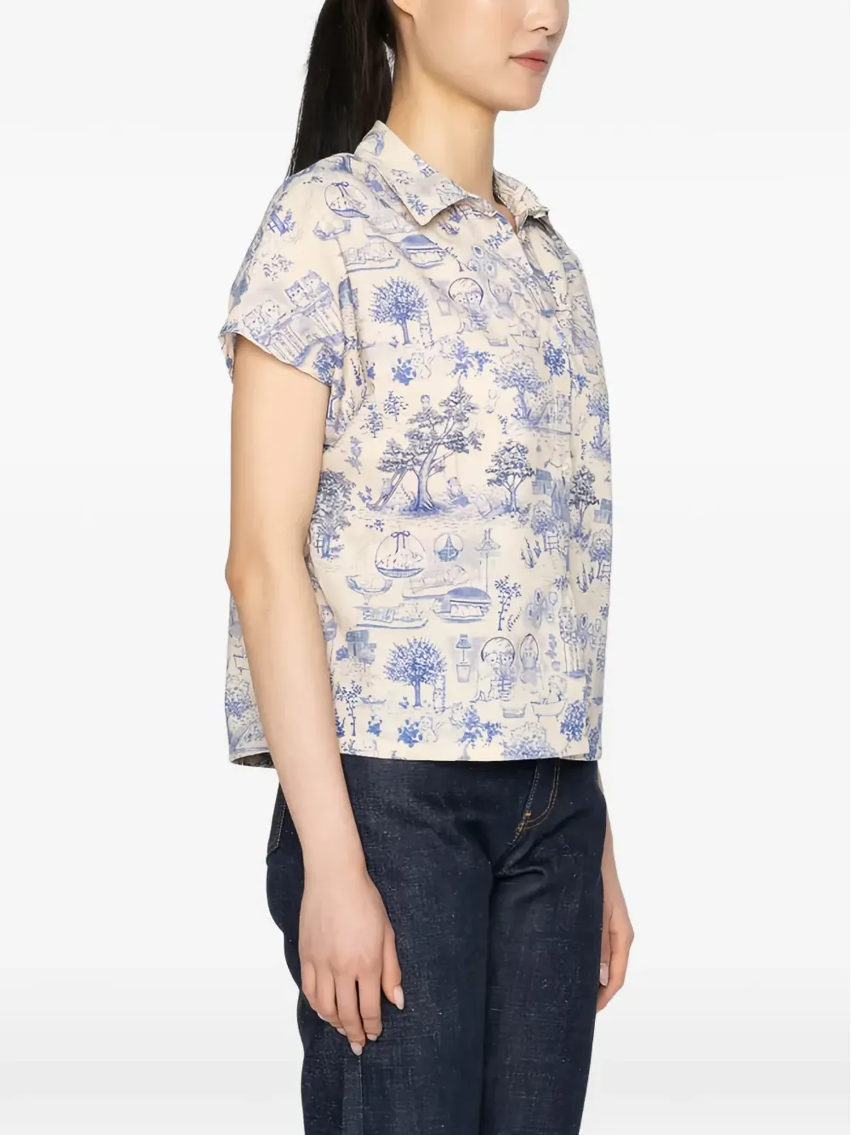 Naked and Famous Billie Linen Cats shirt - Neutrals - 画像4