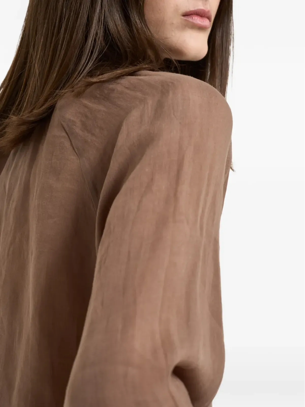 Bazar Deluxe ビーズディテールVネック ブラウス - Brown - 画像5