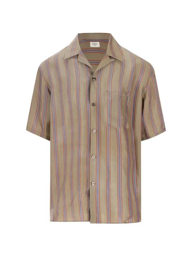Saint Laurent Saint Laurent ストライプ柄チェストポケットシャツ - Neutralsの商品画像