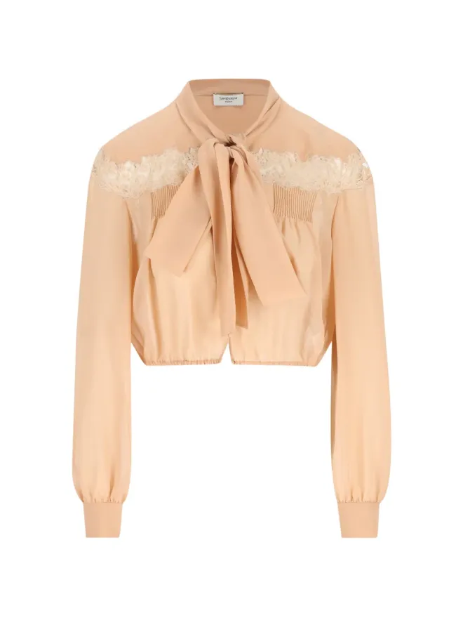 Saint Laurent Saint Laurent ラヴァリエール レースディテール ブラウスの商品画像