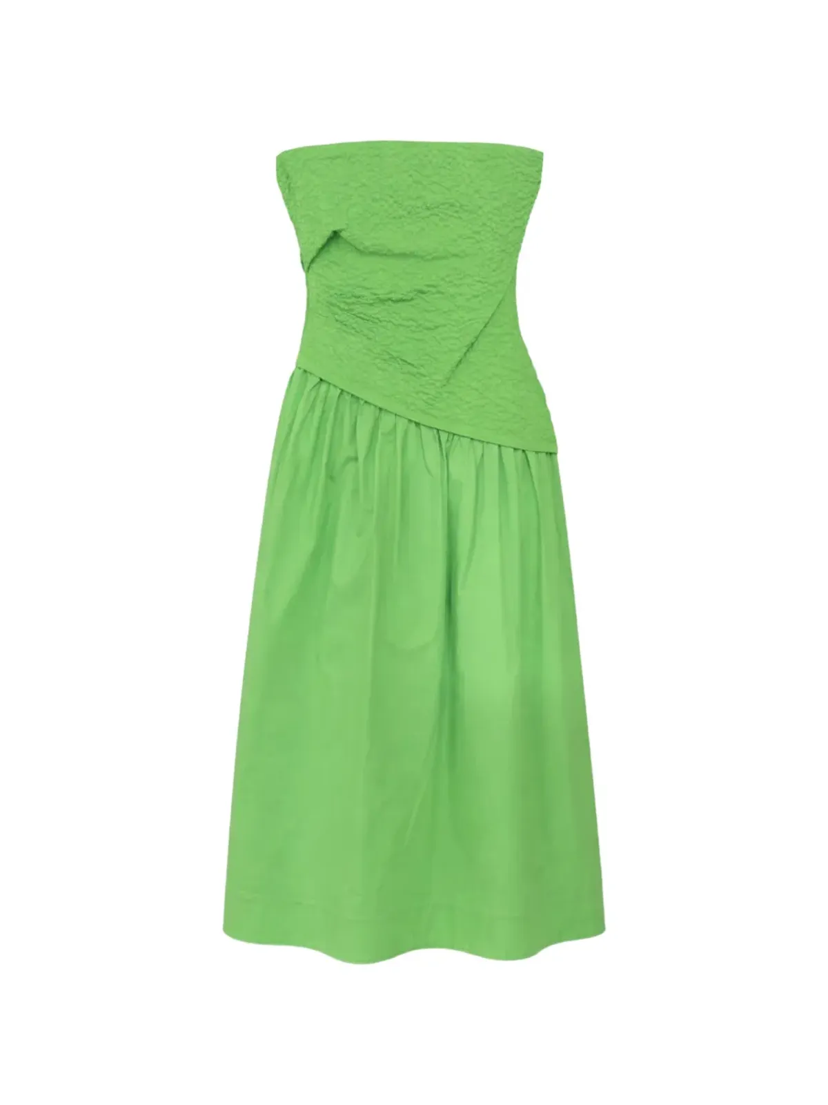 STAUD Nia textured strapless midi dress - Green - 画像1