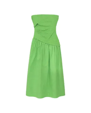 STAUD Nia textured strapless midi dress - Green - サムネイル1