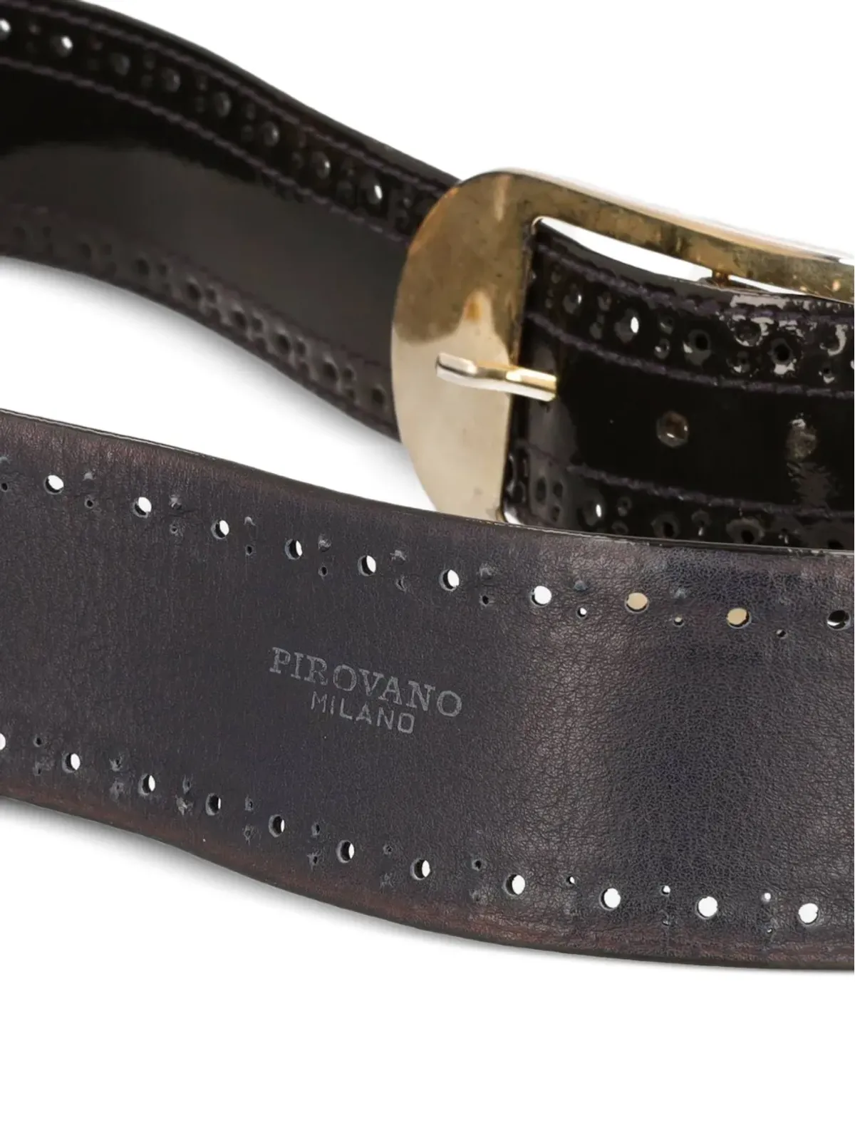 Pirovano Vintage パンチングレザーベルト - 画像4