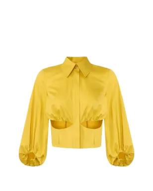 Elisabetta Franchi ボリュームスリーブとカットアウトシャツ - イエロー - サムネイル1