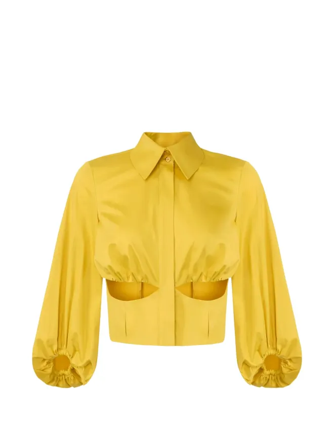 Elisabetta Franchi Elisabetta Franchi ボリュームスリーブとカットアウトシャツ - イエローの商品画像