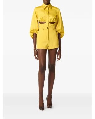Elisabetta Franchi ボリュームスリーブとカットアウトシャツ - イエロー - サムネイル2