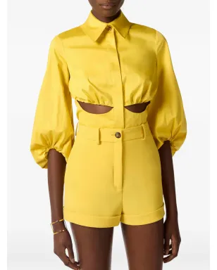 Elisabetta Franchi ボリュームスリーブとカットアウトシャツ - イエロー - サムネイル4