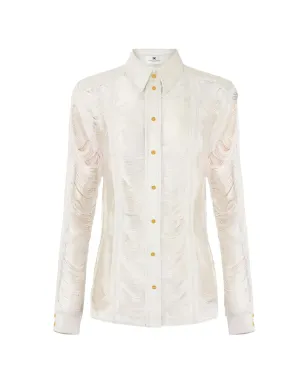 Elisabetta Franchi ダメージ加工フリンジシャツ - サムネイル1