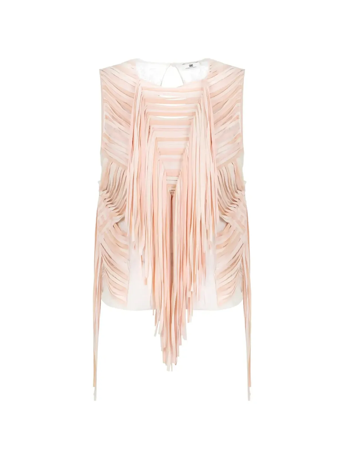 Elisabetta Franchi floral-lace fringed top - Pink - 画像1