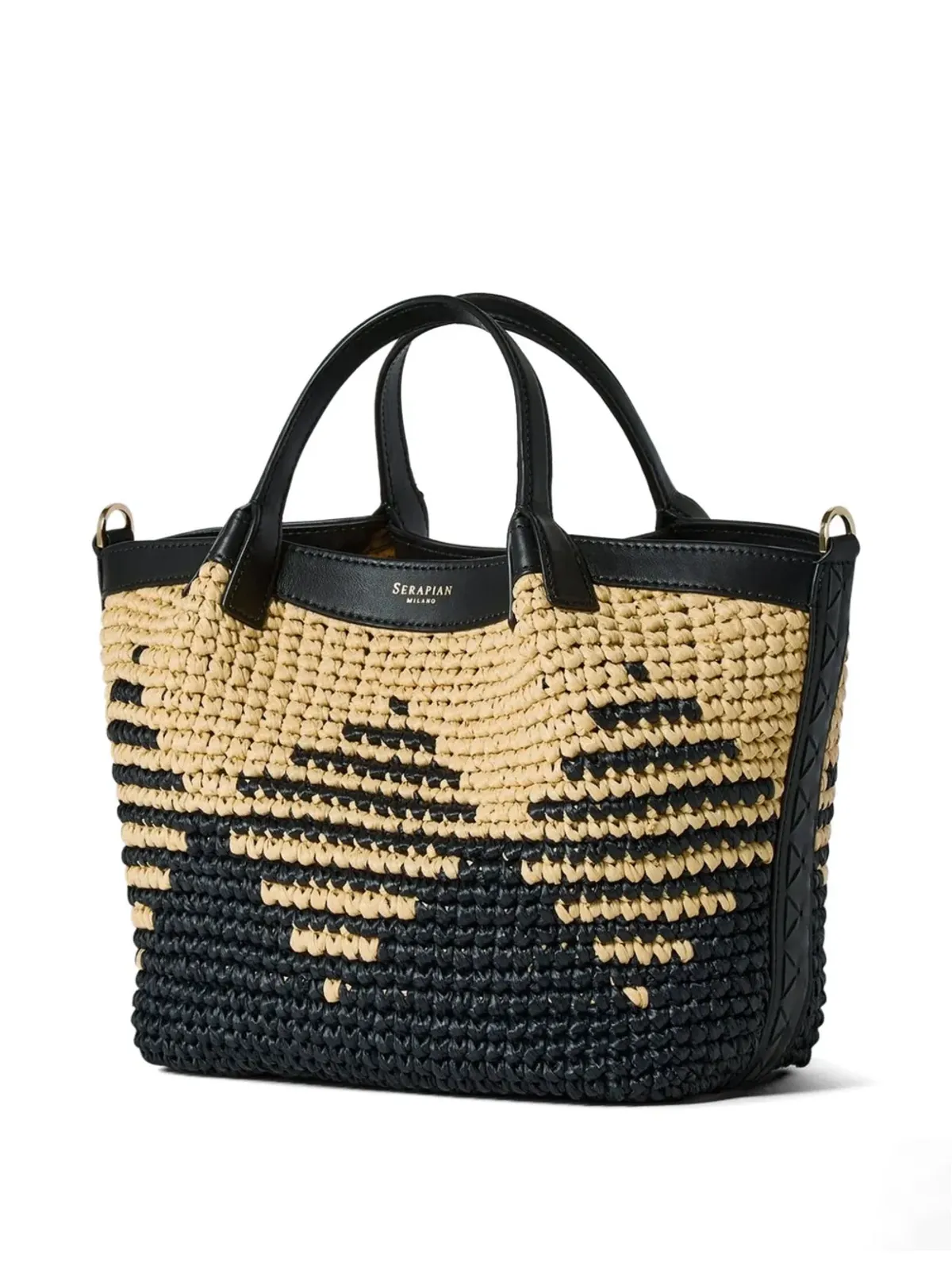Serapian Secret mosaic raffia tote bag - Neutrals - 画像2