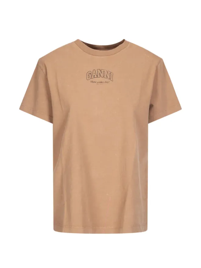 Ganni GANNI Essentials washed-effect tee - Neutralsの商品画像