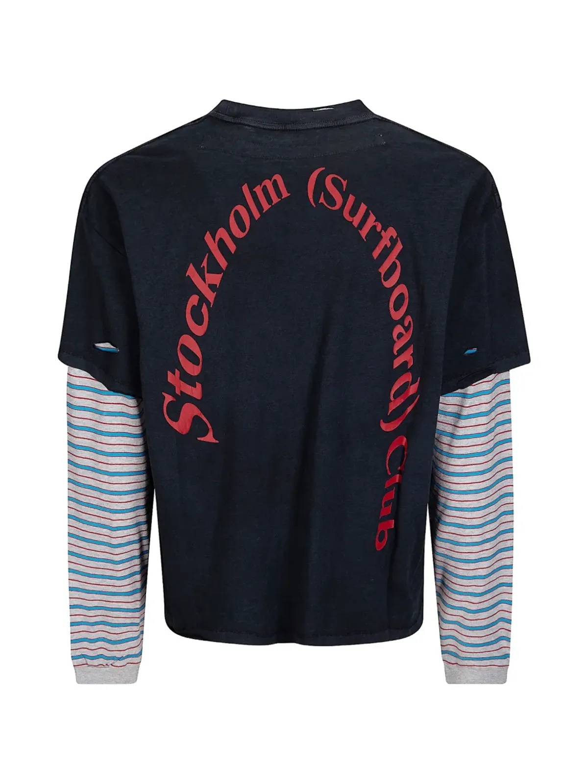Stockholm Surfboard Club ストライプレイヤードTシャツ - 画像2