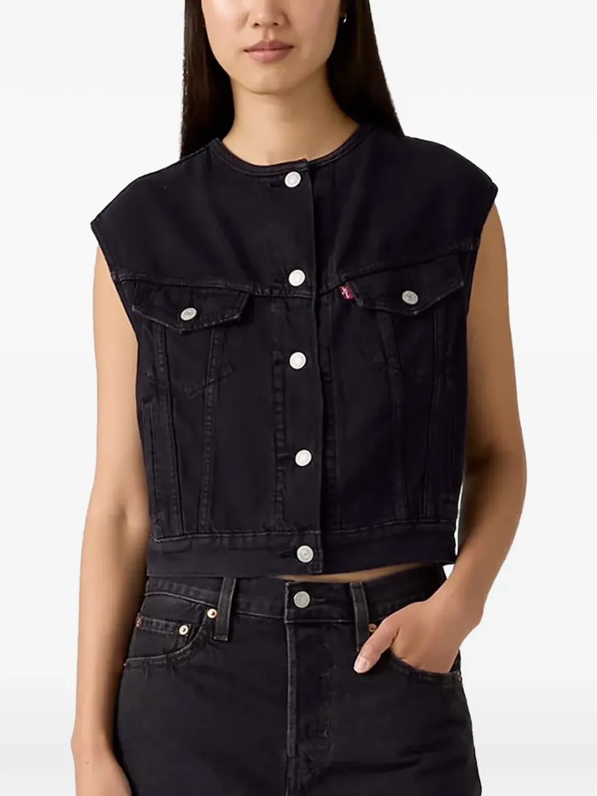 Levi's 襟なしボタン留めベスト - ブラック - 画像2