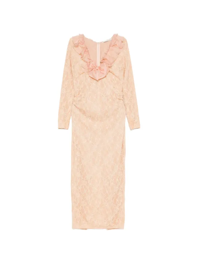 Alessandra Rich Alessandra Rich フリル付きミディドレス - Neutralsの商品画像
