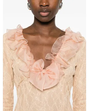 Alessandra Rich フリル付きミディドレス - Neutrals - サムネイル5