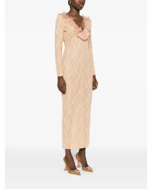 Alessandra Rich フリル付きミディドレス - Neutrals - サムネイル3