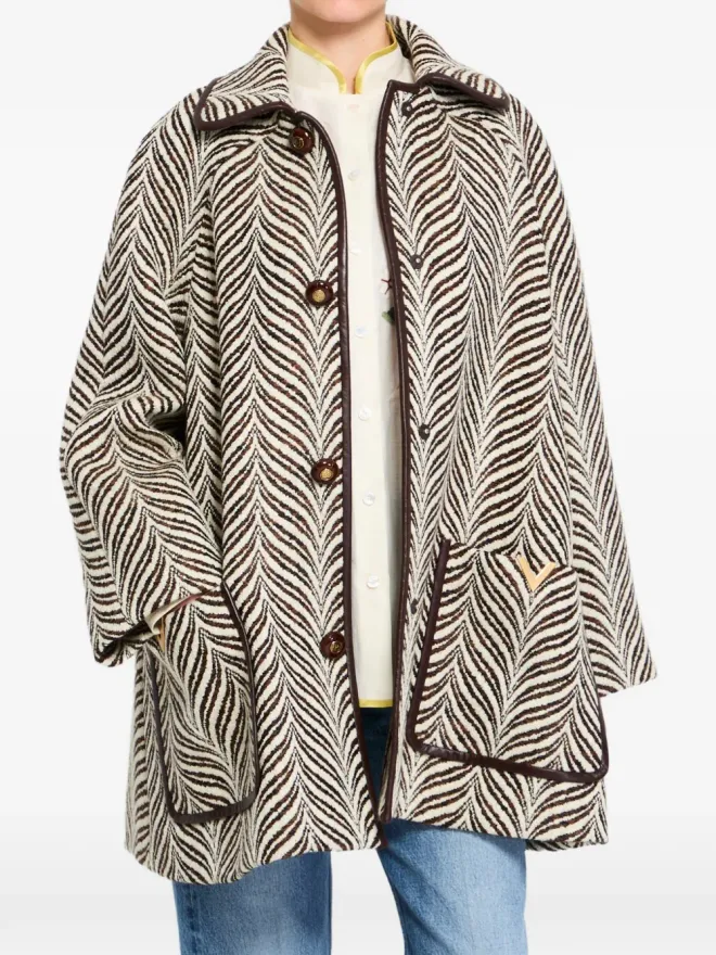 Valentino Garavani Valentino Garavani パターン柄ボタンコートの商品画像